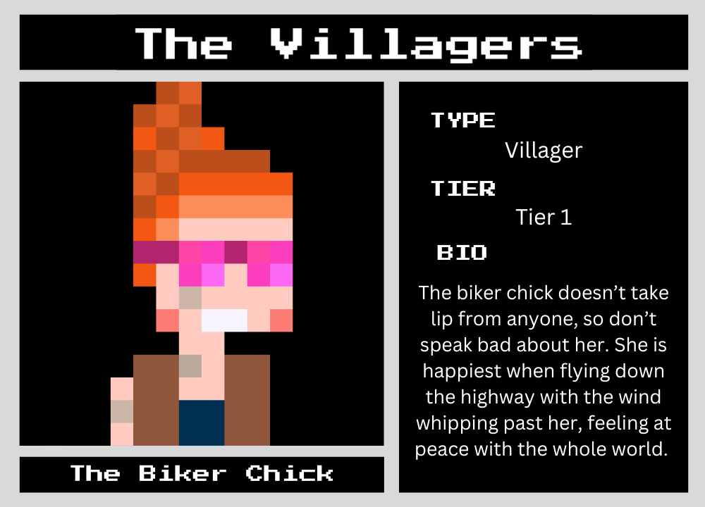 The Biker Chick biography card
